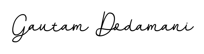 Designed for modern professionals: Gautam Dodamani name signature crafted with BallpointsItalic-DORy9 script. Ready for digital PDF workflows. Gautam Dodamani signature style 11 images and pictures png