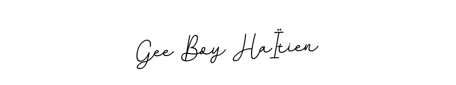 The best way (BallpointsItalic-DORy9) to make a short signature is to pick only two or three words in your name. The name Gee Boy HaÏtien include a total of six letters. For converting this name. Gee Boy HaÏtien signature style 11 images and pictures png