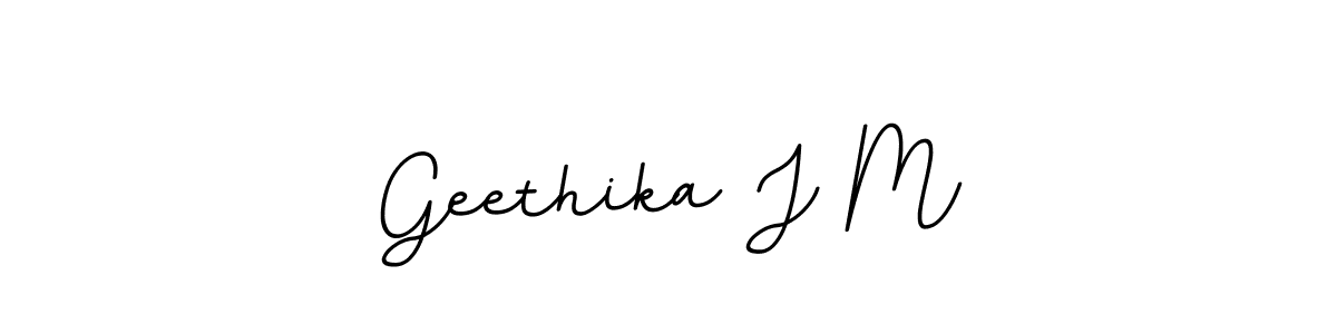 How to make Geethika J M name signature. Use BallpointsItalic-DORy9 style for creating short signs online. This is the latest handwritten sign. Geethika J M signature style 11 images and pictures png