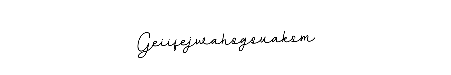 The best way (BallpointsItalic-DORy9) to make a short signature is to pick only two or three words in your name. The name Geiifejwahsgsuaksm include a total of six letters. For converting this name. Geiifejwahsgsuaksm signature style 11 images and pictures png
