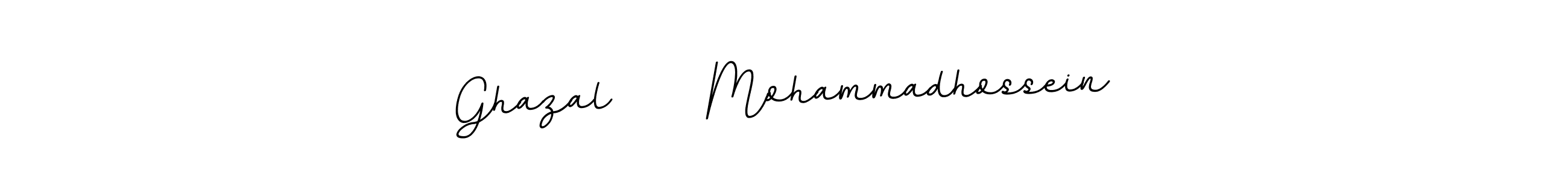 You should practise on your own different ways (BallpointsItalic-DORy9) to write your name (Ghazal     Mohammadhossein) in signature. don't let someone else do it for you. Ghazal     Mohammadhossein signature style 11 images and pictures png