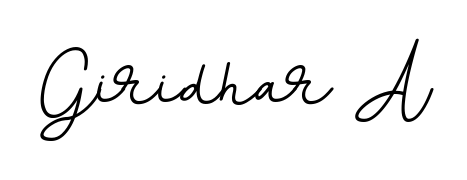 Designed for modern professionals: Giridhar A name signature crafted with BallpointsItalic-DORy9 script. Ready for digital PDF workflows. Giridhar A signature style 11 images and pictures png