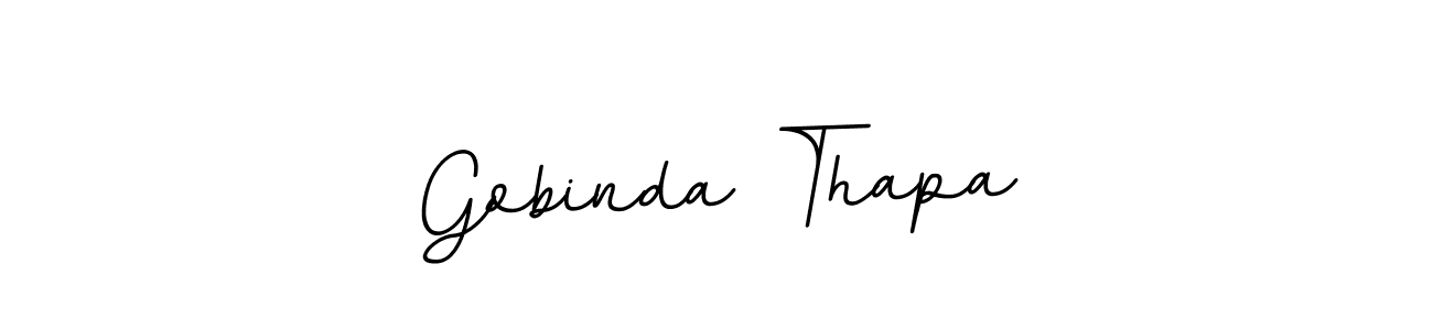 The best way (BallpointsItalic-DORy9) to make a short signature is to pick only two or three words in your name. The name Gobinda Thapa include a total of six letters. For converting this name. Gobinda Thapa signature style 11 images and pictures png