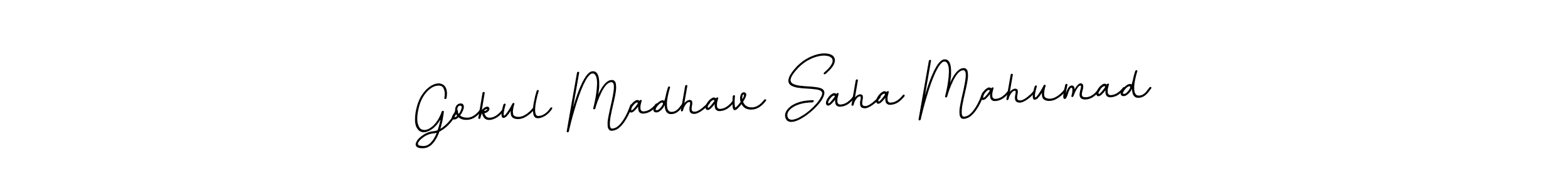 This is the best signature style for the Gokul Madhav Saha Mahumad name. Also you like these signature font (BallpointsItalic-DORy9). Mix name signature. Gokul Madhav Saha Mahumad signature style 11 images and pictures png