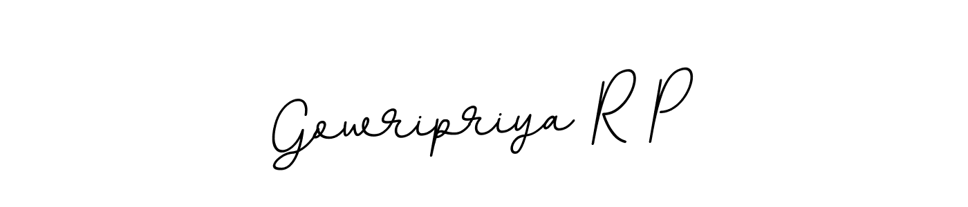 How to make Gowripriya R P name signature. Use BallpointsItalic-DORy9 style for creating short signs online. This is the latest handwritten sign. Gowripriya R P signature style 11 images and pictures png