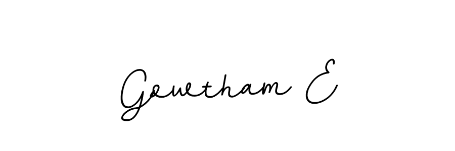 How to make Gowtham E name signature. Use BallpointsItalic-DORy9 style for creating short signs online. This is the latest handwritten sign. Gowtham E signature style 11 images and pictures png