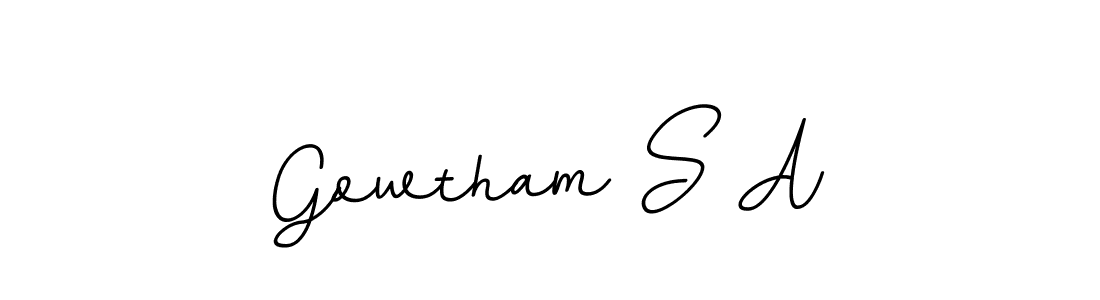 This is the best signature style for the Gowtham S A name. Also you like these signature font (BallpointsItalic-DORy9). Mix name signature. Gowtham S A signature style 11 images and pictures png