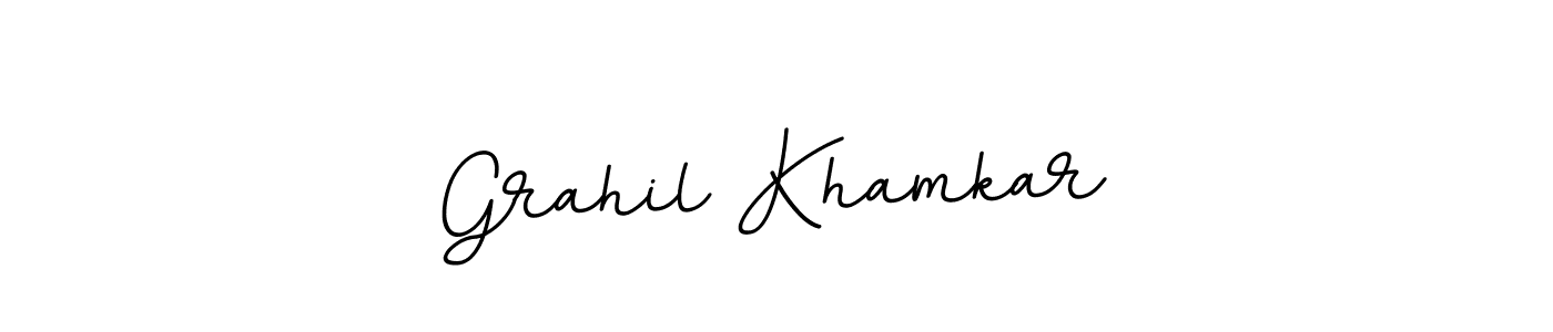 if you are searching for the best signature style for your name Grahil Khamkar. so please give up your signature search. here we have designed multiple signature styles  using BallpointsItalic-DORy9. Grahil Khamkar signature style 11 images and pictures png