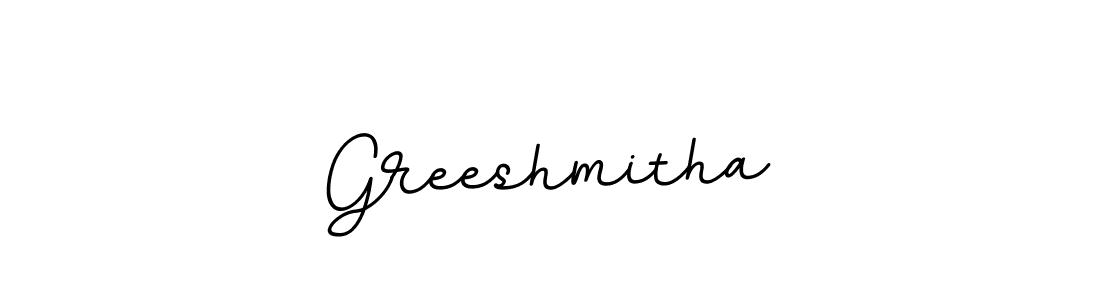 The best way (BallpointsItalic-DORy9) to make a short signature is to pick only two or three words in your name. The name Greeshmitha include a total of six letters. For converting this name. Greeshmitha signature style 11 images and pictures png