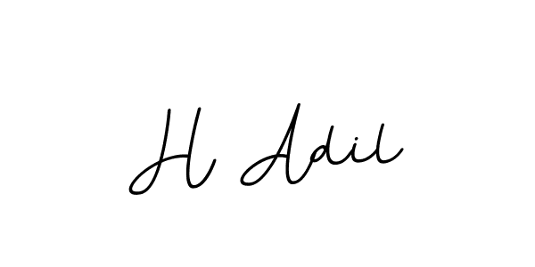 How to make H Adil name signature. Use BallpointsItalic-DORy9 style for creating short signs online. This is the latest handwritten sign. H Adil signature style 11 images and pictures png