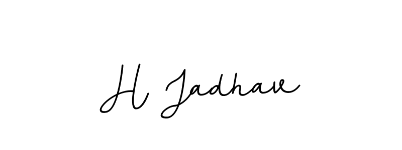 How to make H Jadhav name signature. Use BallpointsItalic-DORy9 style for creating short signs online. This is the latest handwritten sign. H Jadhav signature style 11 images and pictures png