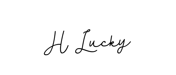Create a beautiful signature design for name H Lucky. With this signature (BallpointsItalic-DORy9) fonts, you can make a handwritten signature for free. H Lucky signature style 11 images and pictures png