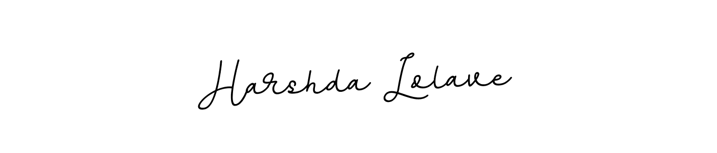 You should practise on your own different ways (BallpointsItalic-DORy9) to write your name (Harshda Lolave) in signature. don't let someone else do it for you. Harshda Lolave signature style 11 images and pictures png