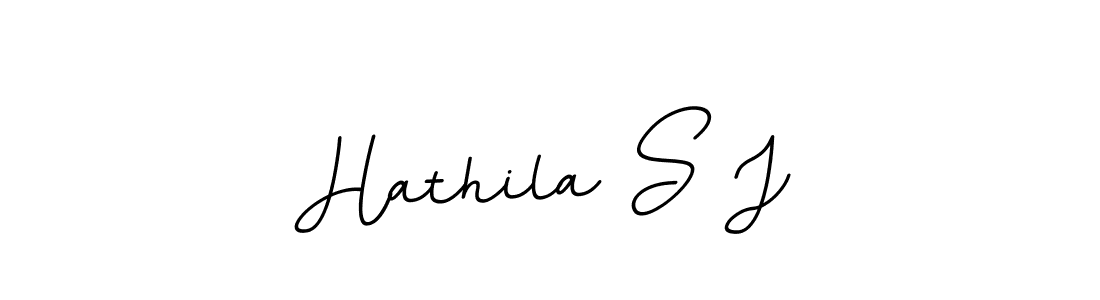 The best way (BallpointsItalic-DORy9) to make a short signature is to pick only two or three words in your name. The name Hathila S J include a total of six letters. For converting this name. Hathila S J signature style 11 images and pictures png