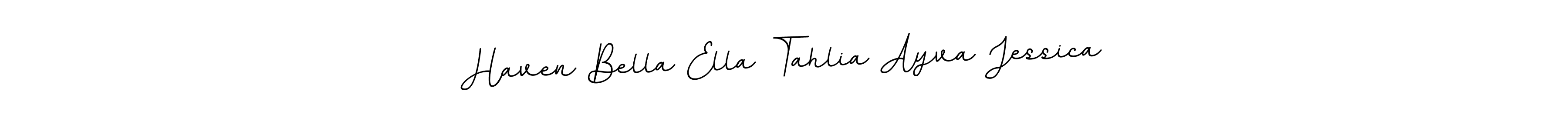 This is the best signature style for the Haven Bella Ella Tahlia Ayva Jessica name. Also you like these signature font (BallpointsItalic-DORy9). Mix name signature. Haven Bella Ella Tahlia Ayva Jessica signature style 11 images and pictures png