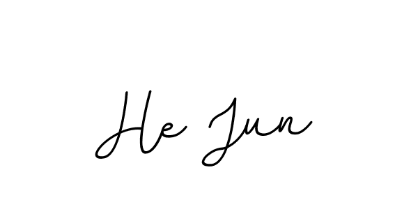 How to make He Jun name signature. Use BallpointsItalic-DORy9 style for creating short signs online. This is the latest handwritten sign. He Jun signature style 11 images and pictures png