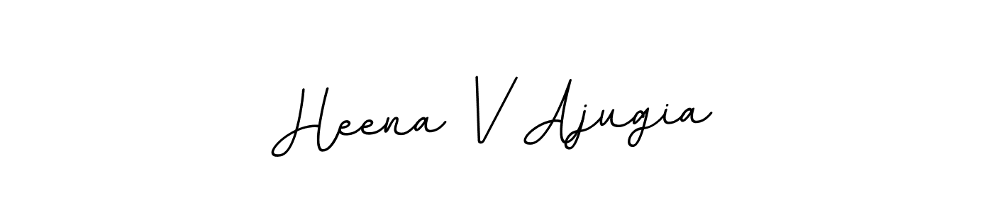 How to make Heena V Ajugia name signature. Use BallpointsItalic-DORy9 style for creating short signs online. This is the latest handwritten sign. Heena V Ajugia signature style 11 images and pictures png