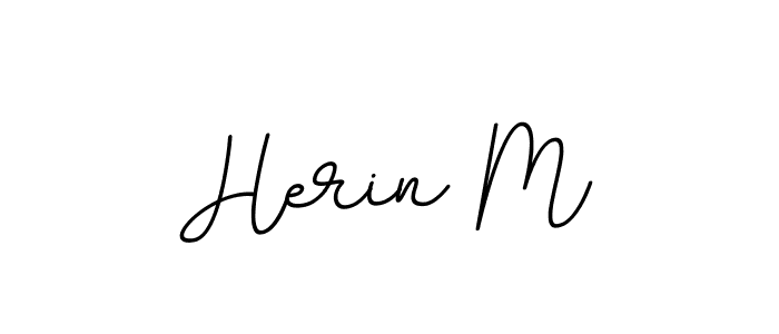 How to make Herin M name signature. Use BallpointsItalic-DORy9 style for creating short signs online. This is the latest handwritten sign. Herin M signature style 11 images and pictures png
