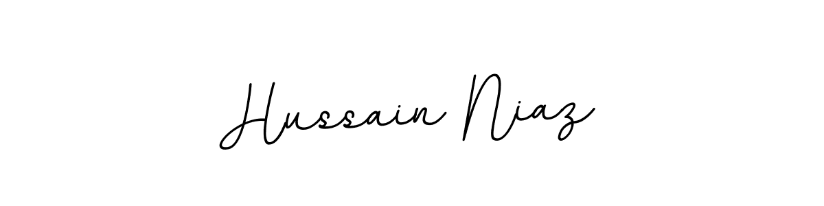 The best way (BallpointsItalic-DORy9) to make a short signature is to pick only two or three words in your name. The name Hussain Niaz include a total of six letters. For converting this name. Hussain Niaz signature style 11 images and pictures png