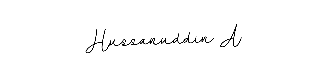 How to make Hussanuddin A name signature. Use BallpointsItalic-DORy9 style for creating short signs online. This is the latest handwritten sign. Hussanuddin A signature style 11 images and pictures png