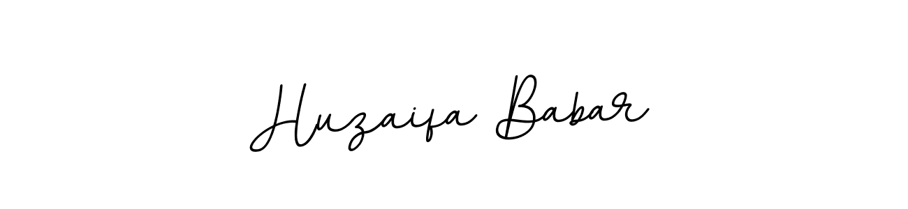 How to make Huzaifa Babar name signature. Use BallpointsItalic-DORy9 style for creating short signs online. This is the latest handwritten sign. Huzaifa Babar signature style 11 images and pictures png