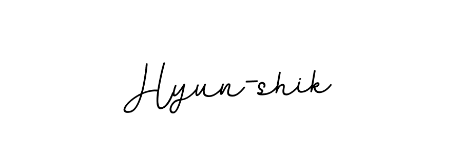 How to make Hyun-shik name signature. Use BallpointsItalic-DORy9 style for creating short signs online. This is the latest handwritten sign. Hyun-shik signature style 11 images and pictures png