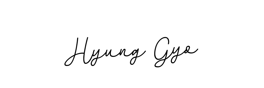 The best way (BallpointsItalic-DORy9) to make a short signature is to pick only two or three words in your name. The name Hyung Gyo include a total of six letters. For converting this name. Hyung Gyo signature style 11 images and pictures png