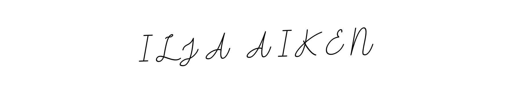 How to make I L J A  A I K E N name signature. Use BallpointsItalic-DORy9 style for creating short signs online. This is the latest handwritten sign. I L J A  A I K E N signature style 11 images and pictures png