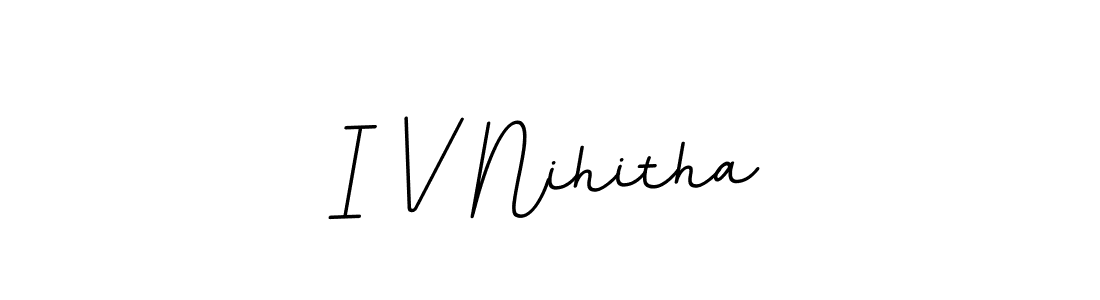 Create a beautiful signature design for name I V Nihitha. With this signature (BallpointsItalic-DORy9) fonts, you can make a handwritten signature for free. I V Nihitha signature style 11 images and pictures png