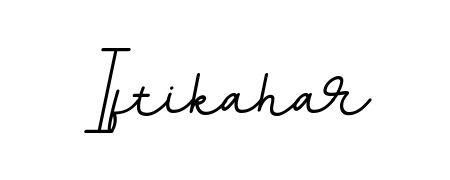 Give your name Iftikahar an exquisite flair with the BallpointsItalic-DORy9 script font. Ideal for contracts, resumes, and formal letterheads. Iftikahar signature style 11 images and pictures png