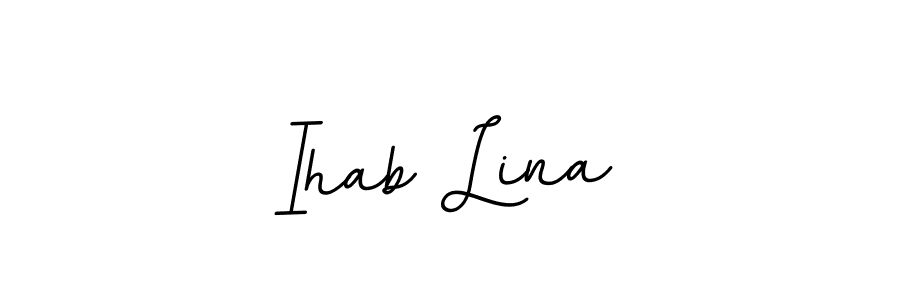 Make a beautiful signature design for name Ihab Lina. With this signature (BallpointsItalic-DORy9) style, you can create a handwritten signature for free. Ihab Lina signature style 11 images and pictures png