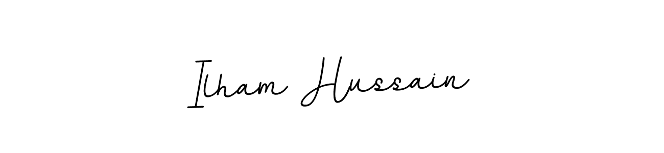 Create a beautiful signature design for name Ilham Hussain. With this signature (BallpointsItalic-DORy9) fonts, you can make a handwritten signature for free. Ilham Hussain signature style 11 images and pictures png