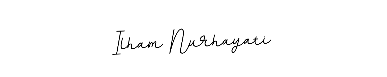 if you are searching for the best signature style for your name Ilham Nurhayati. so please give up your signature search. here we have designed multiple signature styles  using BallpointsItalic-DORy9. Ilham Nurhayati signature style 11 images and pictures png