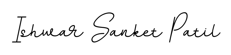 A timeless handwritten aesthetic for Ishwar Sanket Patil. The BallpointsItalic-DORy9 font gives your signature a handcrafted feel with natural curves. Ishwar Sanket Patil signature style 11 images and pictures png