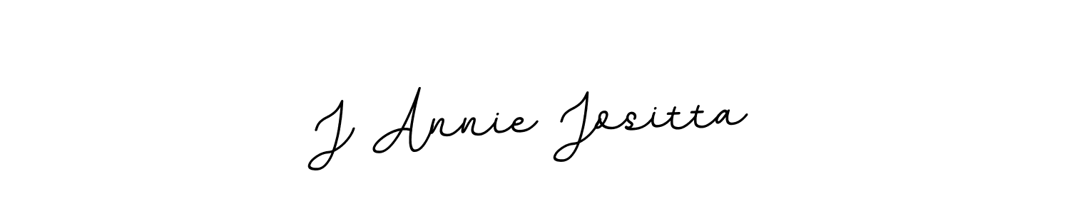 How to make J Annie Jositta name signature. Use BallpointsItalic-DORy9 style for creating short signs online. This is the latest handwritten sign. J Annie Jositta signature style 11 images and pictures png