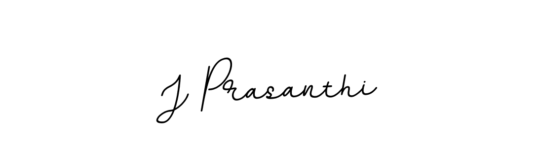 How to make J Prasanthi name signature. Use BallpointsItalic-DORy9 style for creating short signs online. This is the latest handwritten sign. J Prasanthi signature style 11 images and pictures png