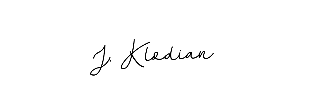 Design your own signature with our free online signature maker. With this signature software, you can create a handwritten (BallpointsItalic-DORy9) signature for name J. Klodian. J. Klodian signature style 11 images and pictures png