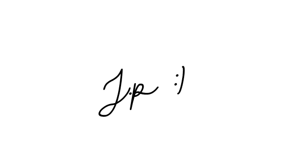 How to make J.p :) signature? BallpointsItalic-DORy9 is a professional autograph style. Create handwritten signature for J.p :) name. J.p :) signature style 11 images and pictures png