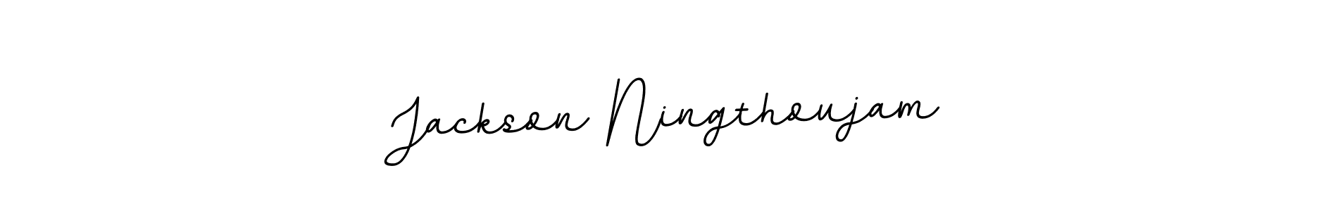 How to make Jackson Ningthoujam name signature. Use BallpointsItalic-DORy9 style for creating short signs online. This is the latest handwritten sign. Jackson Ningthoujam signature style 11 images and pictures png