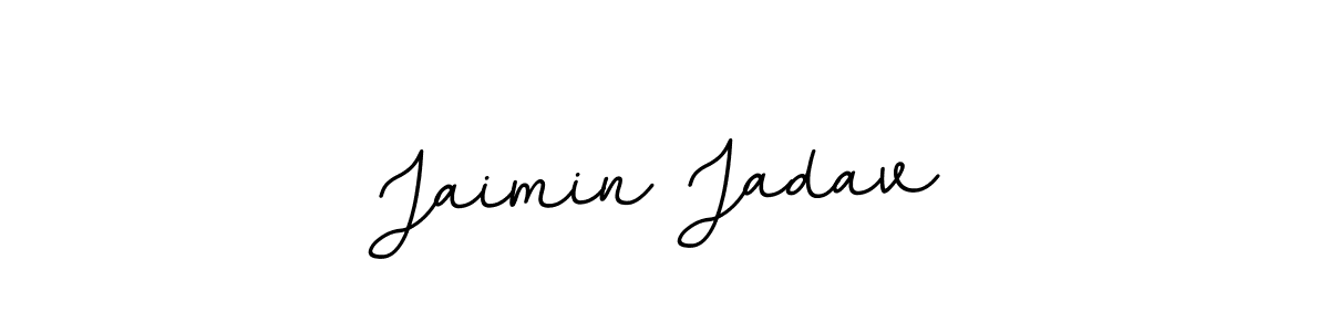 How to make Jaimin Jadav name signature. Use BallpointsItalic-DORy9 style for creating short signs online. This is the latest handwritten sign. Jaimin Jadav signature style 11 images and pictures png