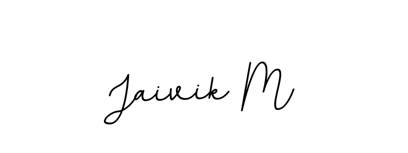 How to make Jaivik M name signature. Use BallpointsItalic-DORy9 style for creating short signs online. This is the latest handwritten sign. Jaivik M signature style 11 images and pictures png