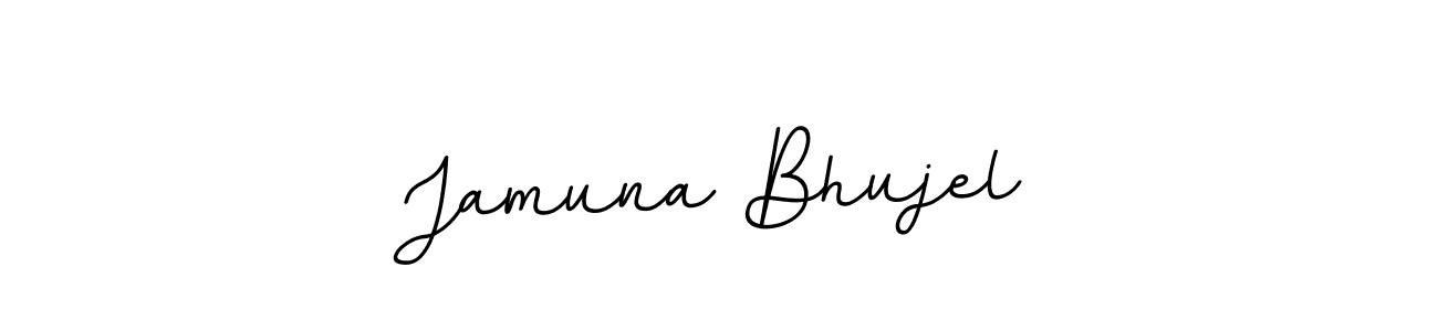 BallpointsItalic-DORy9 is a professional signature style that is perfect for those who want to add a touch of class to their signature. It is also a great choice for those who want to make their signature more unique. Get Jamuna Bhujel name to fancy signature for free. Jamuna Bhujel signature style 11 images and pictures png