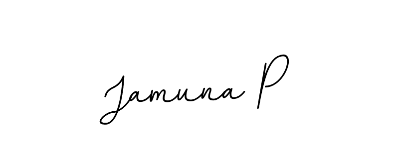 Make a beautiful signature design for name Jamuna P. With this signature (BallpointsItalic-DORy9) style, you can create a handwritten signature for free. Jamuna P signature style 11 images and pictures png