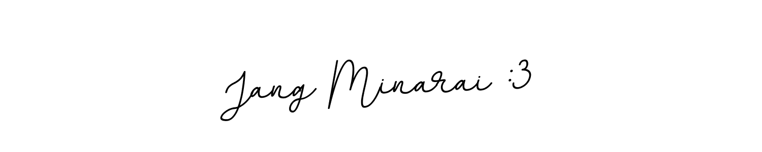 How to make Jang Minarai :3 name signature. Use BallpointsItalic-DORy9 style for creating short signs online. This is the latest handwritten sign. Jang Minarai :3 signature style 11 images and pictures png