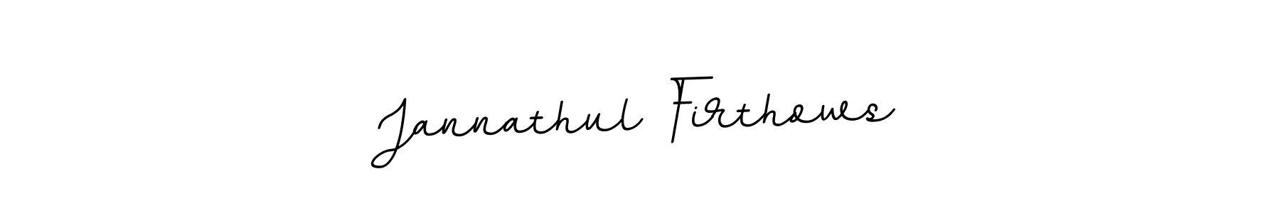 How to make Jannathul Firthows name signature. Use BallpointsItalic-DORy9 style for creating short signs online. This is the latest handwritten sign. Jannathul Firthows signature style 11 images and pictures png