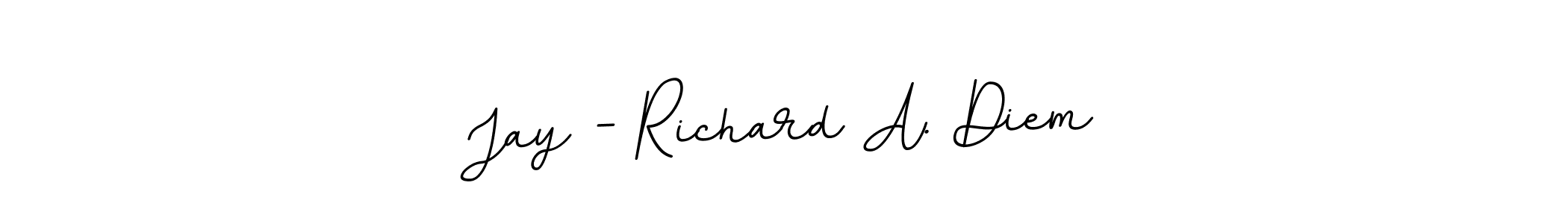How to make Jay - Richard A. Diem name signature. Use BallpointsItalic-DORy9 style for creating short signs online. This is the latest handwritten sign. Jay - Richard A. Diem signature style 11 images and pictures png