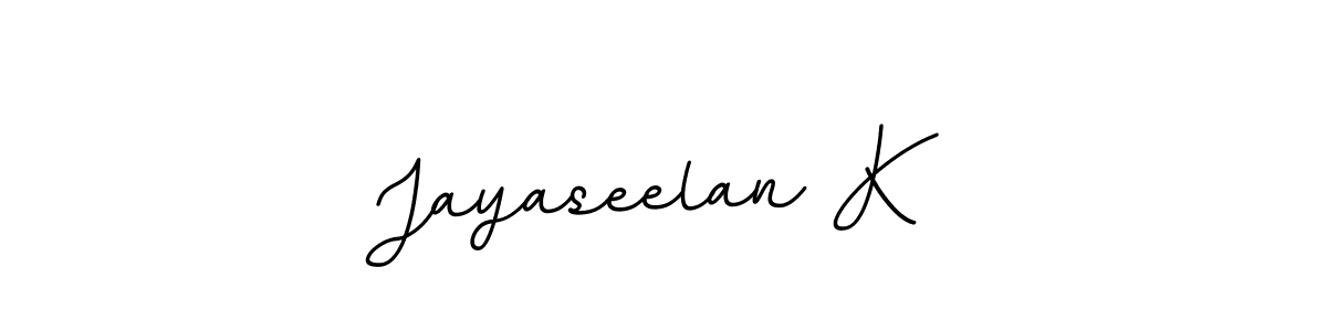 How to make Jayaseelan K name signature. Use BallpointsItalic-DORy9 style for creating short signs online. This is the latest handwritten sign. Jayaseelan K signature style 11 images and pictures png