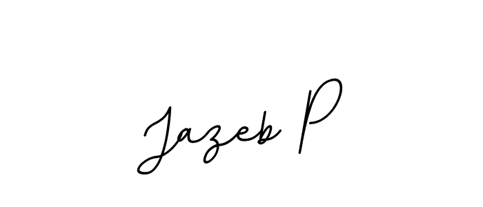 How to make Jazeb P name signature. Use BallpointsItalic-DORy9 style for creating short signs online. This is the latest handwritten sign. Jazeb P signature style 11 images and pictures png