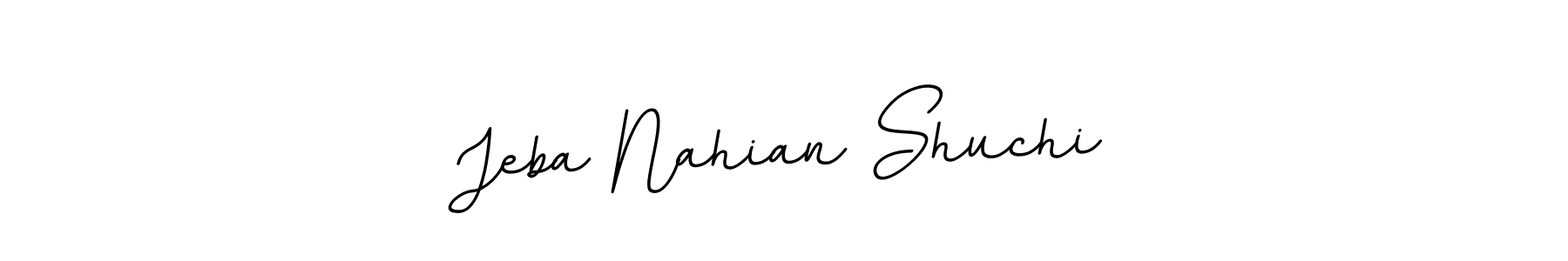 It looks lik you need a new signature style for name Jeba Nahian Shuchi. Design unique handwritten (BallpointsItalic-DORy9) signature with our free signature maker in just a few clicks. Jeba Nahian Shuchi signature style 11 images and pictures png