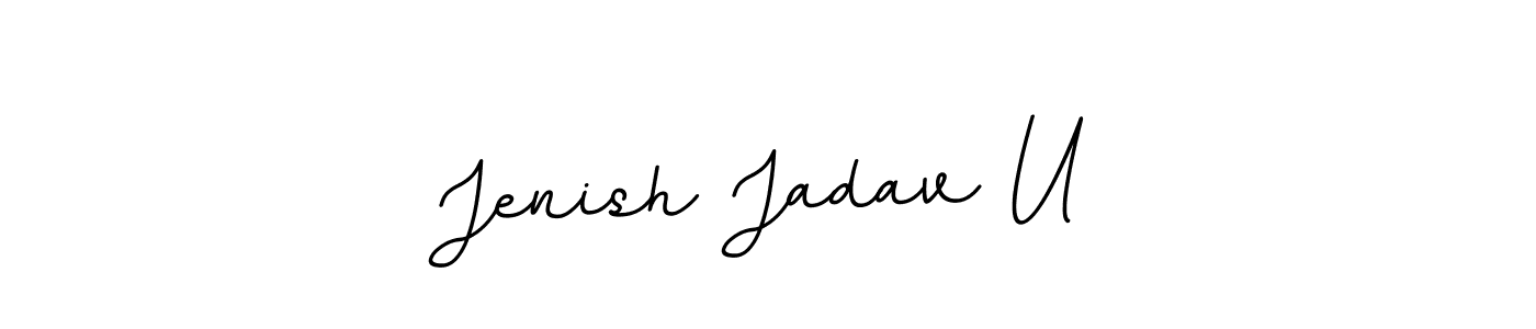 Use a signature maker to create a handwritten signature online. With this signature software, you can design (BallpointsItalic-DORy9) your own signature for name Jenish Jadav U. Jenish Jadav U signature style 11 images and pictures png